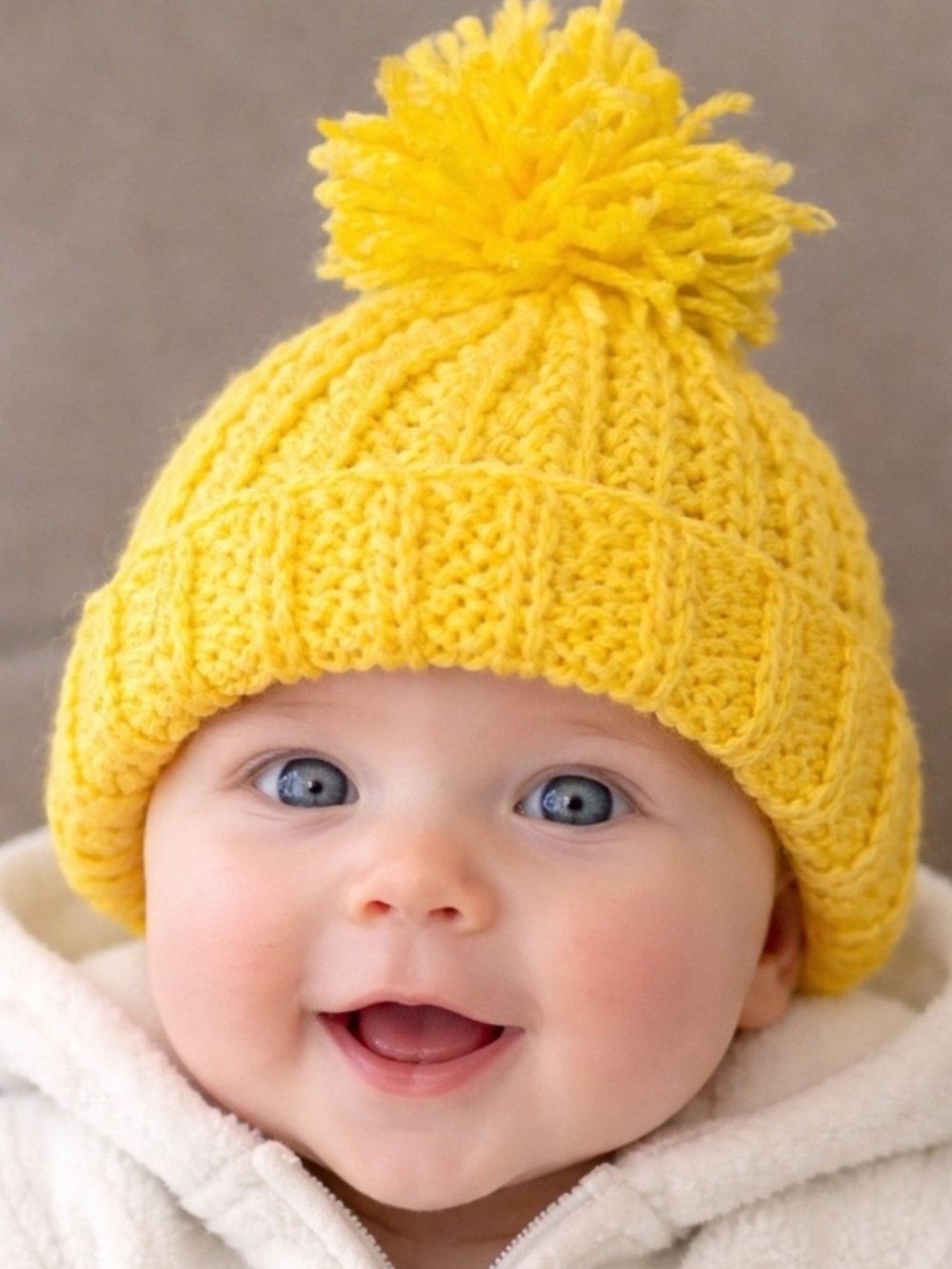 Handmade crochet beanie with pom